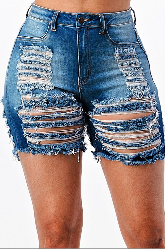 HIGHRISE RIPPED SHORTS